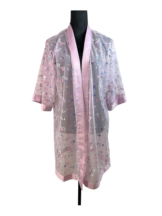Other - Lavender Purple Sheer Floral Embroidered Robe Fairy Whimsical Size M/L Boho